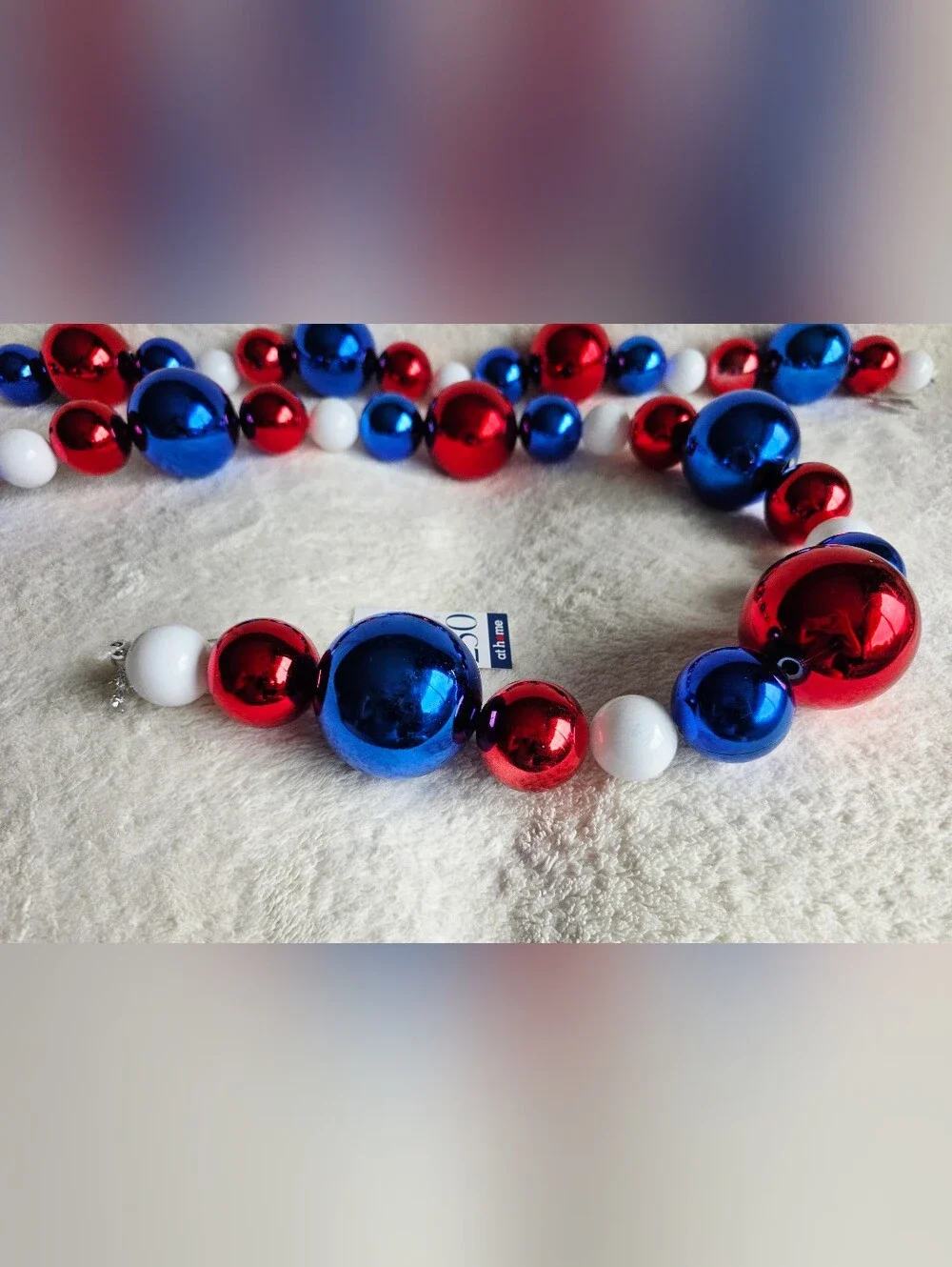 New Patriotic 4th of July Red White & Blue Ornament Garland, 72
